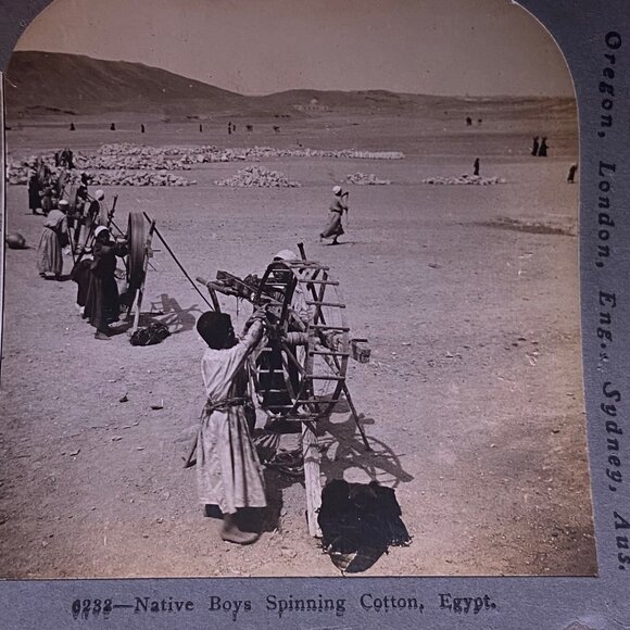 Keystone View Co. Other - Antique 1905 Stereoview Photo Card Native Boys Spinning Cotton Egypt Keystone